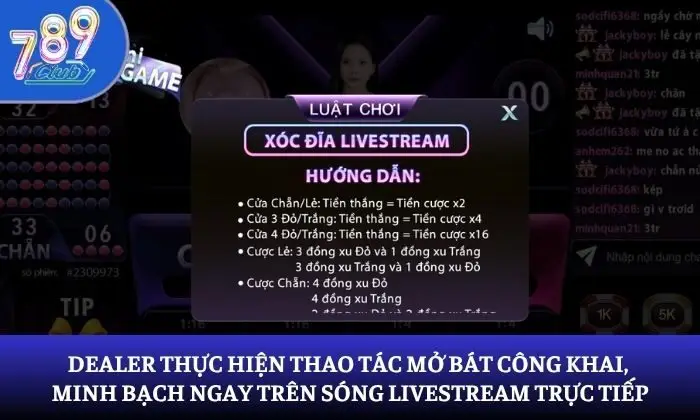xóc đĩa livestream 789Club